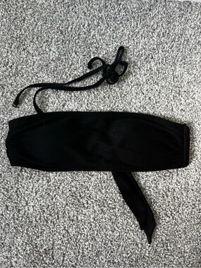 H&M Black Ribbed Bandeau with Adjustable Tie